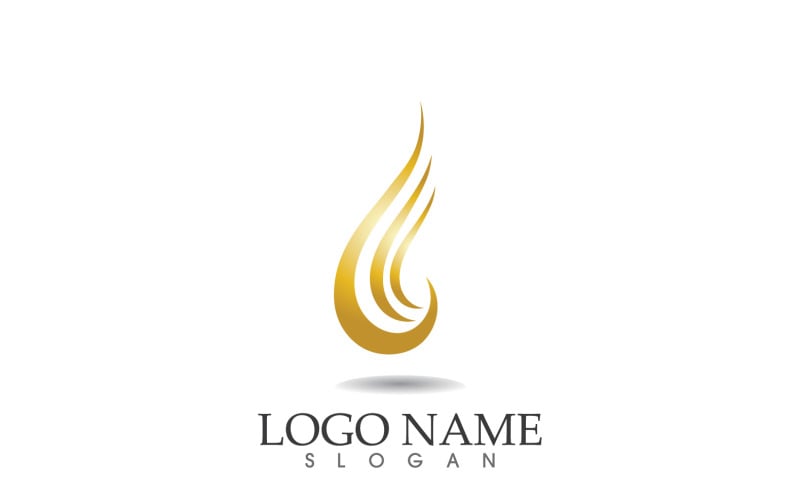 Hair wave gold line logo vector template design v13 Logo Template