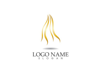 Hair wave gold line logo vector template design v14
