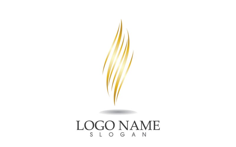 Hair wave gold line logo vector template design v19 Logo Template