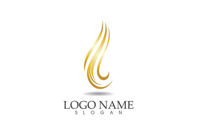 Hair wave gold line logo vector template design v20 Logo Template