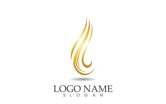 Hair wave gold line logo vector template design v20