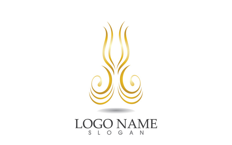 Hair wave gold line logo vector template design v21 Logo Template