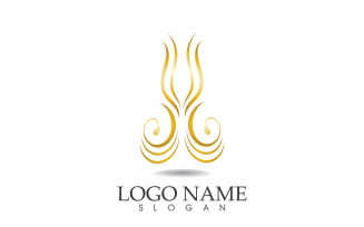 Hair wave gold line logo vector template design v21
