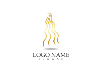 Hair wave gold line logo vector template design v23