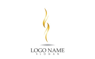 Hair wave gold line logo vector template design v24