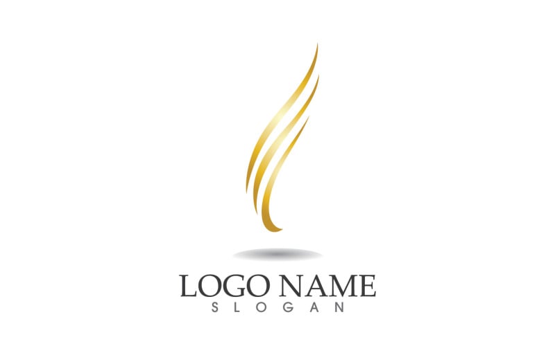 Hair wave gold line logo vector template design v26 Logo Template