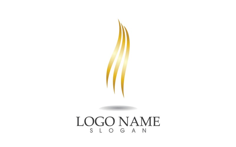 Hair wave gold line logo vector template design v30 Logo Template