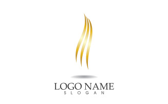 Hair wave gold line logo vector template design v30