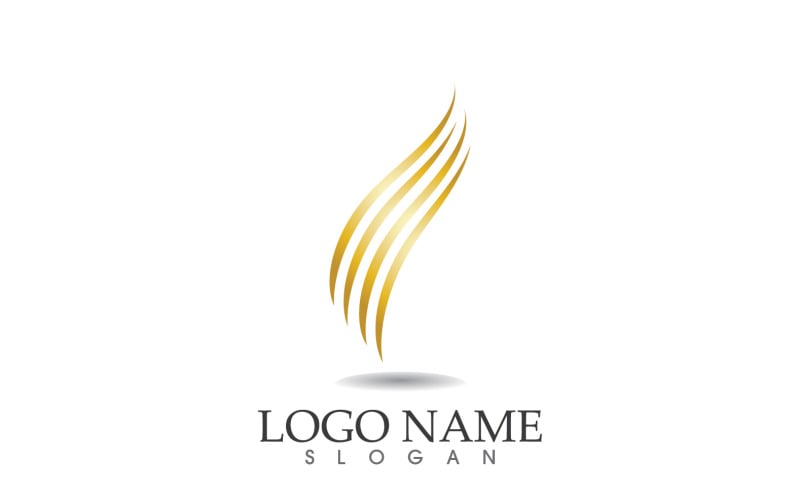 Hair wave gold line logo vector template design v33 Logo Template