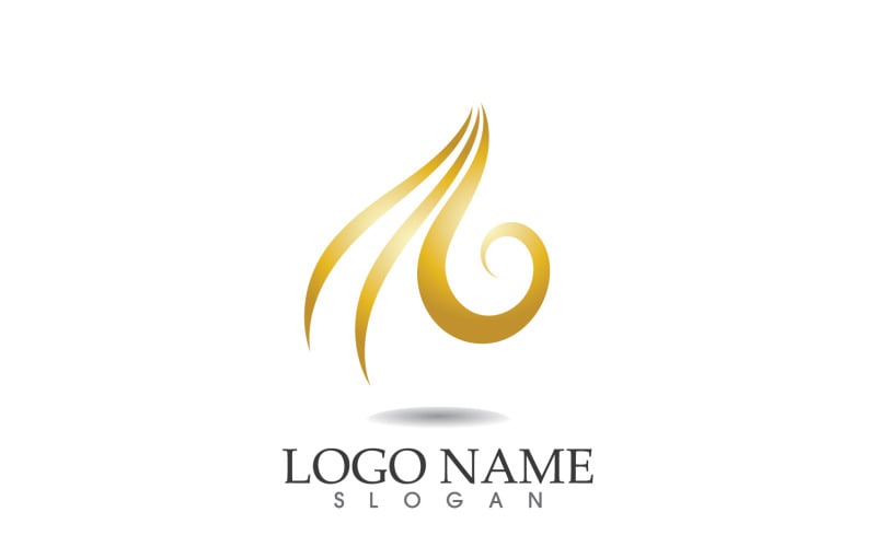 Hair wave gold line logo vector template design v37 Logo Template