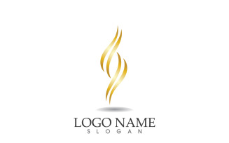 Hair wave gold line logo vector template design v39