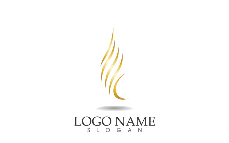 Hair wave gold line logo vector template design v48 Logo Template