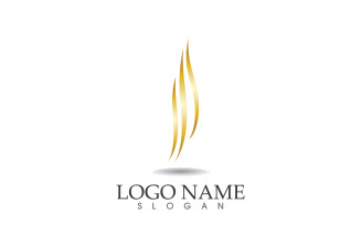 Hair wave gold line logo vector template design v50