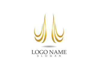 Hair wave gold line logo vector template design v52