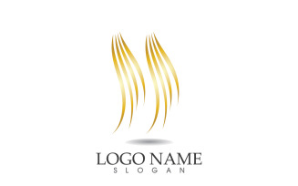 Hair wave gold line logo vector template design v53
