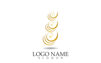 Hair wave gold line logo vector template design v55