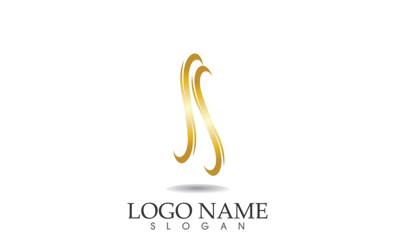 Hair wave gold line logo vector template design v56 Logo Template