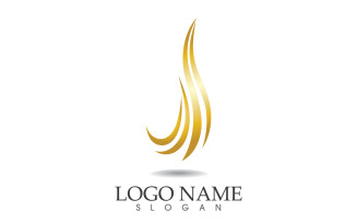 Hair wave gold line logo vector template design v57