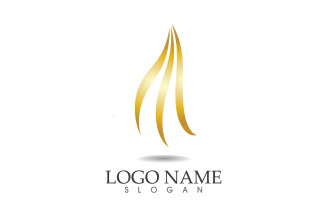 Hair wave gold line logo vector template design v58