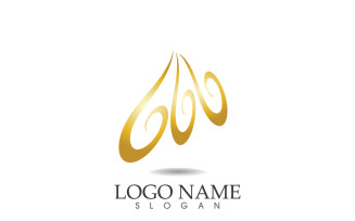 Hair wave gold line logo vector template design v61