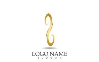 Hair wave gold line logo vector template design v62