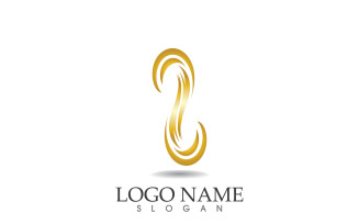 Hair wave gold line logo vector template design v64