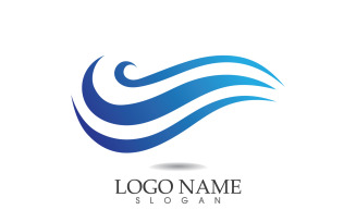 Water wave logo beach blue template design v4