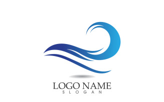 Water wave logo beach blue template design v5