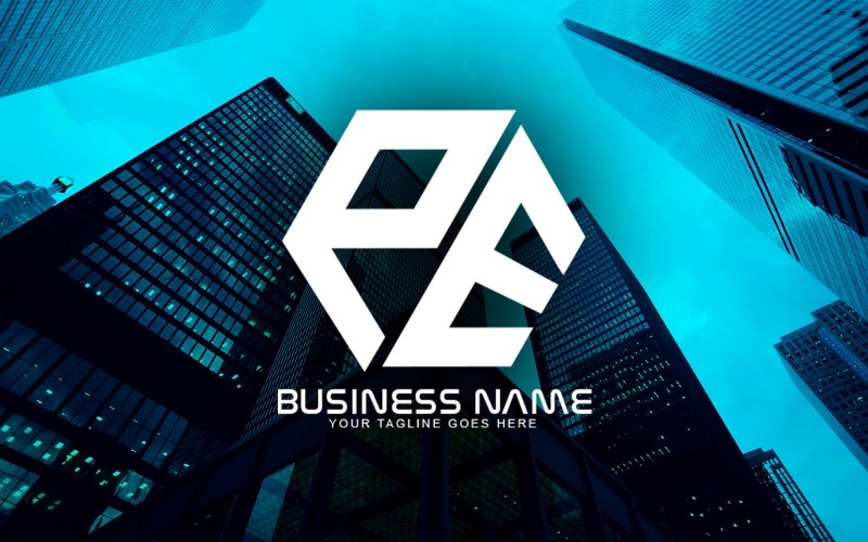 Professional Polygonal PE Letter Logo Design For Your Business - Brand Identity Logo Template