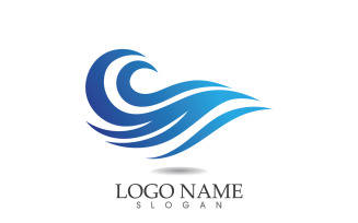Water wave logo beach blue template design v17