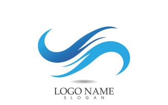 Water wave logo beach blue template design v60