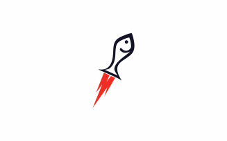 Abstract Rocket Fish Logo Template