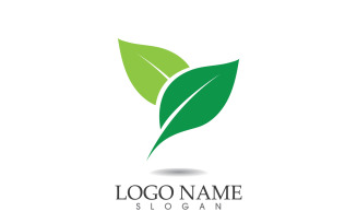 Green eco leaf nature fresh logo vector v9