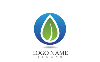 Water drop nature logo and symbol vector icon v50
