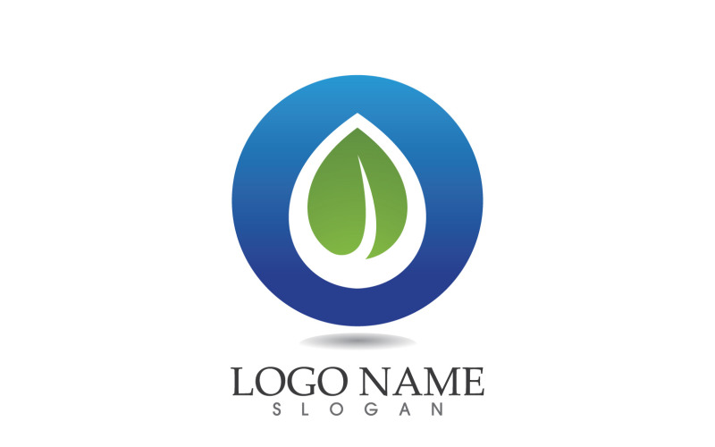 Water drop nature logo and symbol vector icon v51 Logo Template