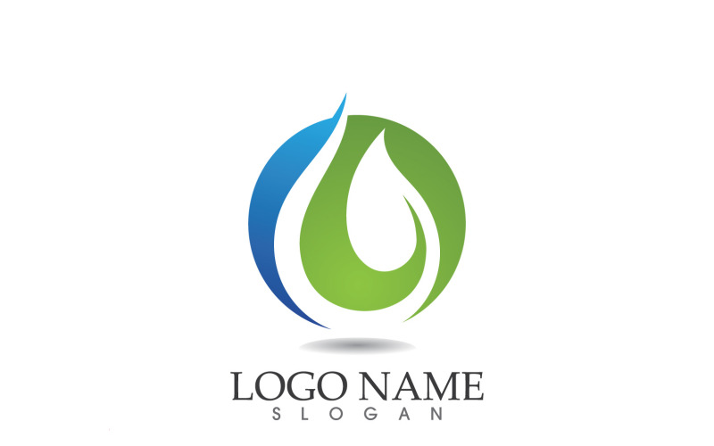 Water drop nature logo and symbol vector icon v64 Logo Template