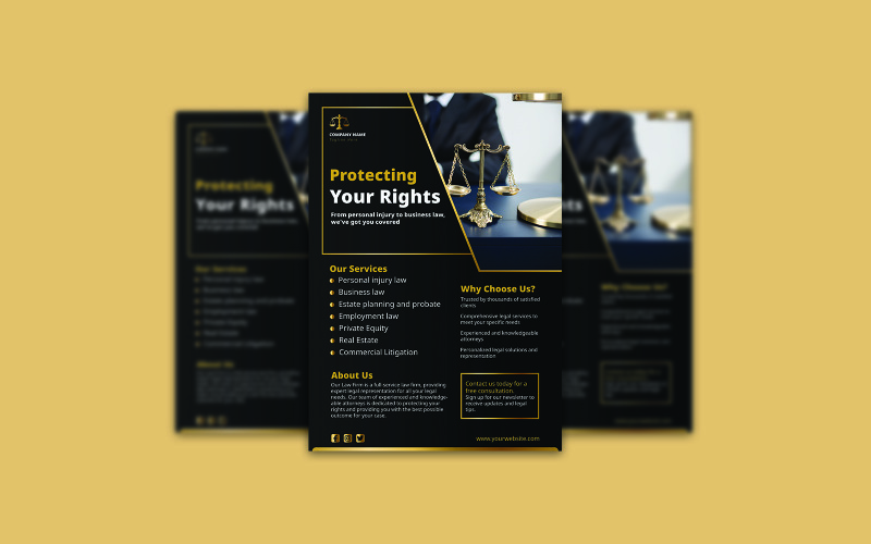Law Firm Gold Flyer Template Corporate Identity