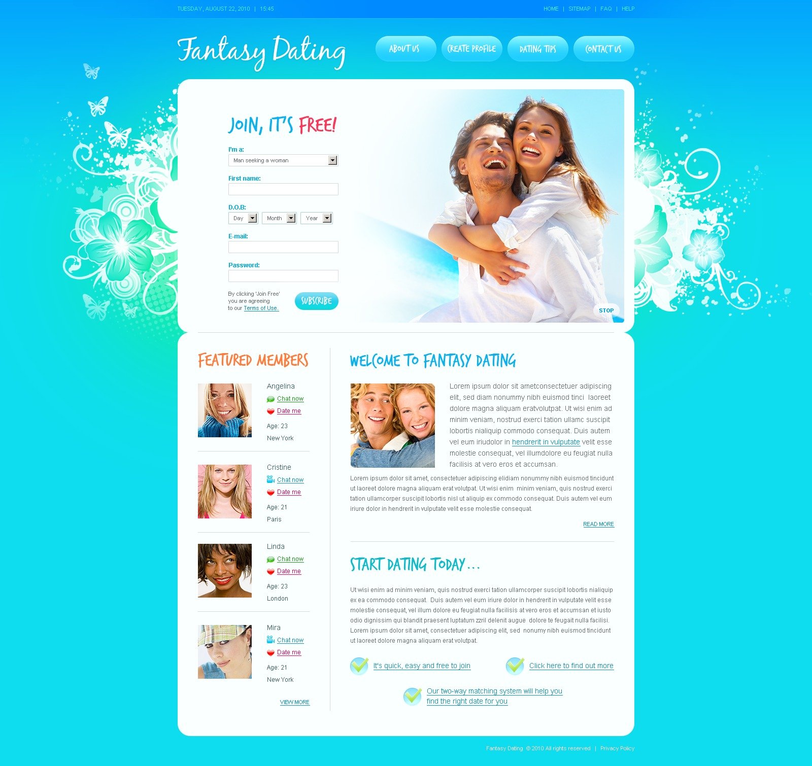 dating website templates usa free