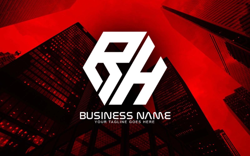 Professional Polygonal RH Letter Logo Design For Your Business - Brand Identity Logo Template