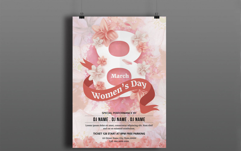 Women's Day Party Invitation Flyer Template Corporate Identity