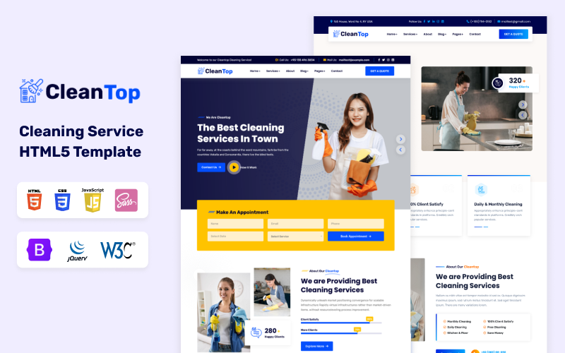 CleanTop - Cleaning Service HTML Template Website Template