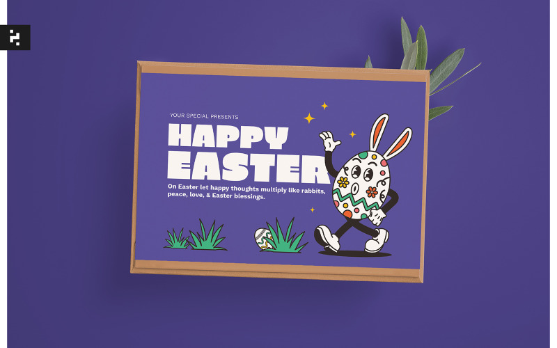 Happy Easter Greeting Card - Retro Groovy Corporate Identity