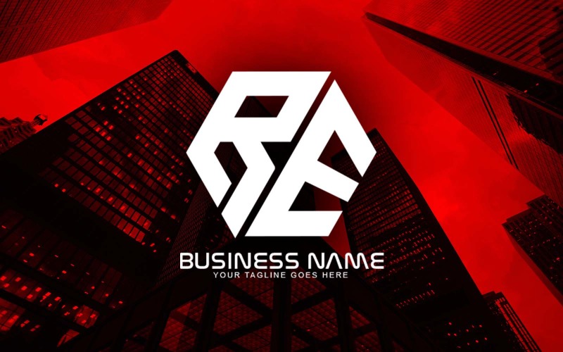 Professional Polygonal RE Letter Logo Design For Your Business - Brand Identity Logo Template