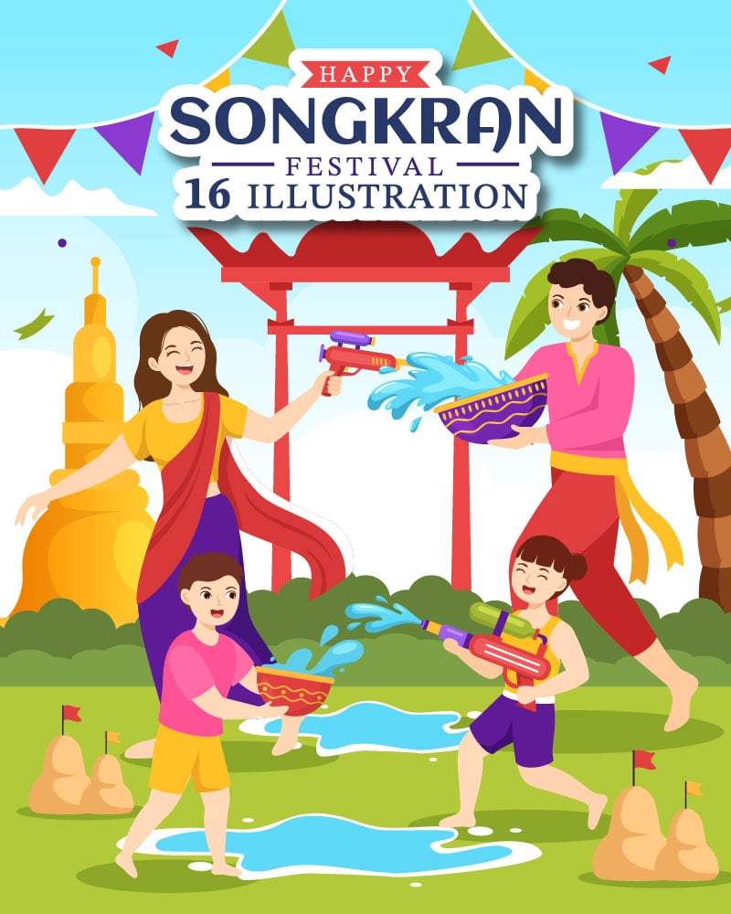 Kit Graphique #315404 Songkran Water Divers Modles Web - Logo template Preview