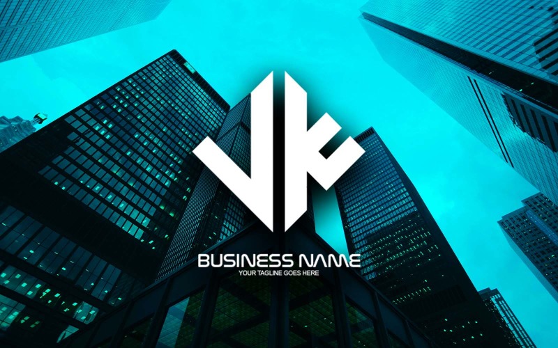 Professional Polygonal VK Letter Logo Design For Your Business - Brand Identity Logo Template