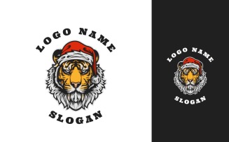 Santa Tiger Emblem Graphic Logo Design