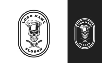 Skull Chef Emblem Graphic Logo Design