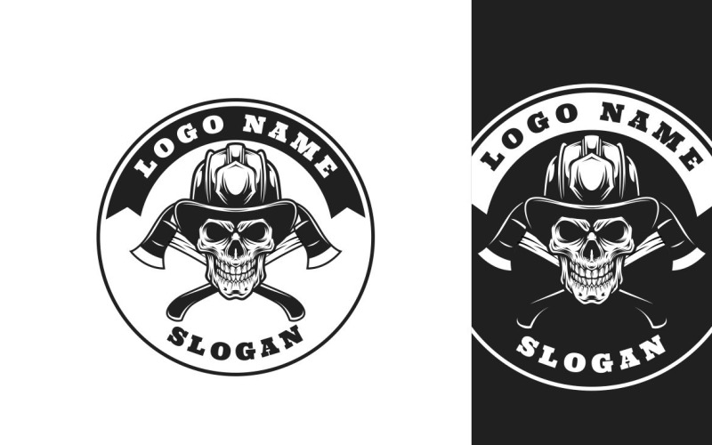 Skull Firefigter Emblem Graphic Logo Design Logo Template