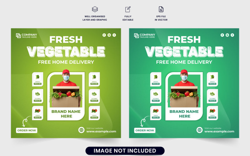 Vegetable delivery service template Social Media