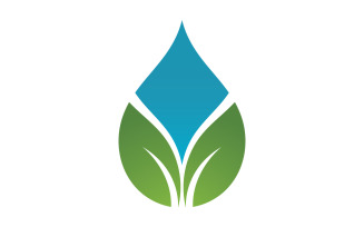 Waterdrop and leaf nature logo icon vector v3